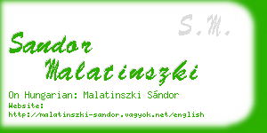 sandor malatinszki business card