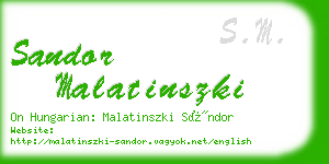 sandor malatinszki business card